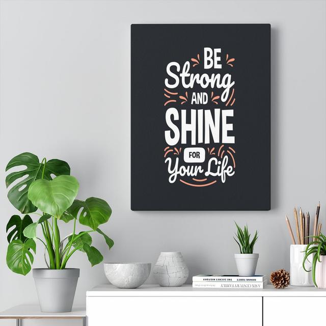 Be Strong and Shine - Wrapped Canvas Typography Blue Elephant on Productcaster.