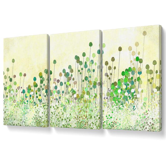 Poppy Buds Vintage - 3 Piece Wrapped Canvas Graphic Art Rosalind Wheeler Size: 101.6cm H x 203cm W on Productcaster.