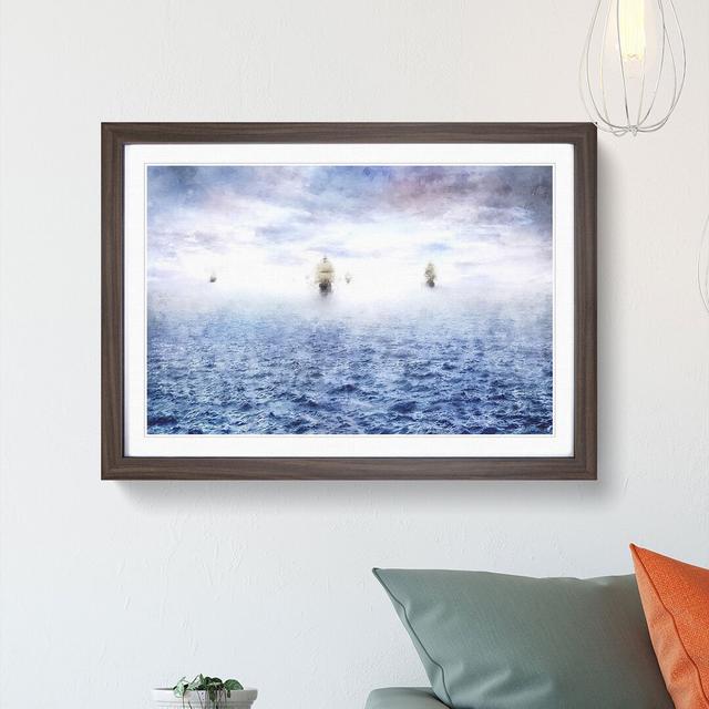 Pirate Ships on the Horizon - Picture Frame Painting Print East Urban Home Size: 33cm H x 45cm W x 2cm D, Frame Option: Walnut Framed on Productcaster.