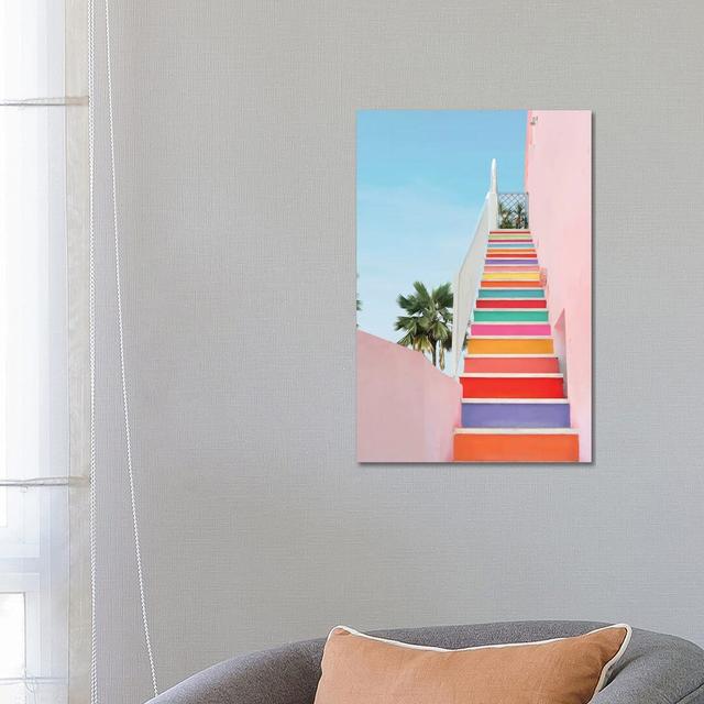 Rainbow Stairs by Erin Summer - Wrapped Canvas Gallery-Wrapped Canvas Giclée Ebern Designs Size: 66.04cm H x 45.72cm W x 1.91cm D on Productcaster.