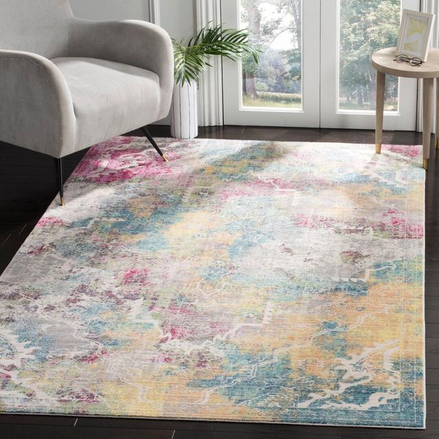 Ascuaga's Abstract Machine Woven Blue/Beige/Pink Area Rug World Menagerie Rug Size: Rectangle 200 x 300cm on Productcaster.