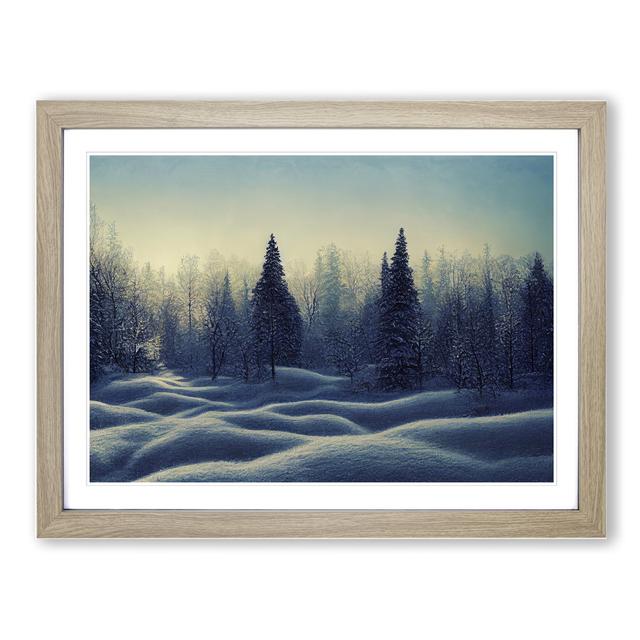 Pine Tree Forest Winter Vol.2 - Picture Frame Graphic Art Alpen Home Size: 34cm H x 46cm W x 2cm D, Format: Oak Framed on Productcaster.