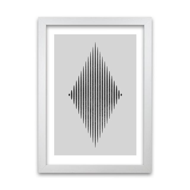 Black And White Lines Diamond - Wrapped Canvas Print 17 Stories Frame Option: White Frame, Size: 30cm H x 21cm W x 3cm D on Productcaster.