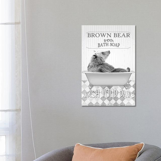 Bear Bathroom Decor by Printable Lisa's Pets - Wrapped Canvas Graphic Art Happy Larry Size: 66.04cm H x 45.72cm W x 3.81cm D on Productcaster.