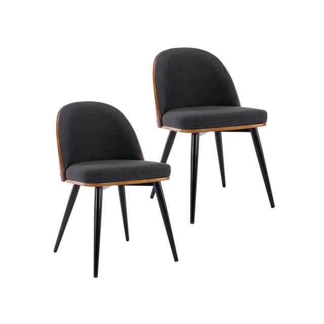 Dobbin Fabric Mid-Century Dining Chair (Set of 2) Corrigan Studio Upholstery Colour: Dark Grey on Productcaster.