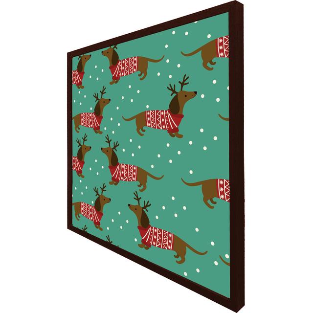 Amagon Dutchshunds In Christmas - Single Picture Frame Print The Seasonal Aisle Size: 61cm H x 61cm W x 4cm D, Frame Colour: Brown on Productcaster.