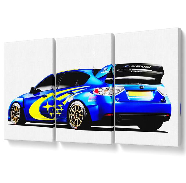 Subrau Ralley Car Rear - 3 Piece Wrapped Canvas Graphic Art Brayden Studio Size: 50.8cm H x 106.6cm W on Productcaster.