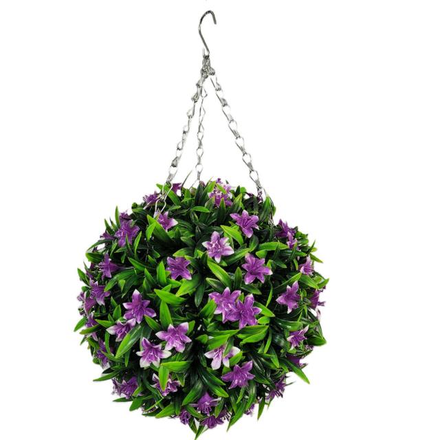 Artificial Flowering Plant The Seasonal Aisle Flower Colour: Purple, Size: 28cm H x 28cm W x 28cm D on Productcaster.