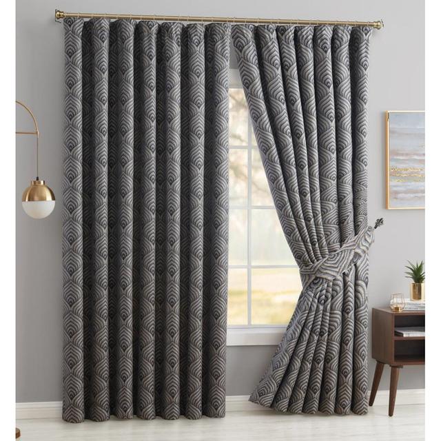 Lossett Polyester Room Darkening Curtain Panel (Set of 2) Canora Grey Colour: Silver/Gold, Panel Size: 228 W x 228 D cm on Productcaster.