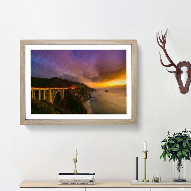 Bixby Bridge in California - Picture Frame Painting Print East Urban Home Frame Option: Oak Framed, Size: 36cm H x 48cm W x 2cm D on Productcaster.