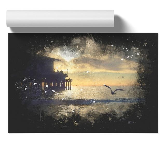 Seagull By The Pier - No Frame Print East Urban Home Size: 21cm H x 30cm W x 0.1cm D on Productcaster.