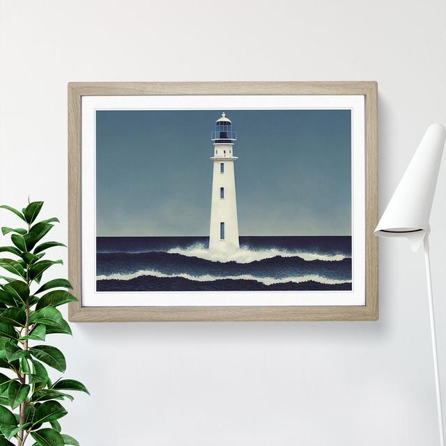 XH1022-7167X Pretty Lighthouse - Single Picture Frame Print Breakwater Bay Frame Colour: Oak Framed, Size: 25cm H x 34cm W x 2cm D on Productcaster.