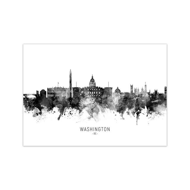 Washington Dc Skyline Black White City Name by Michael Tompsett - Graphic Art Print Latitude Run Format: Unframed, Size: 30cm H x 42cm W x 1cm D on Productcaster.