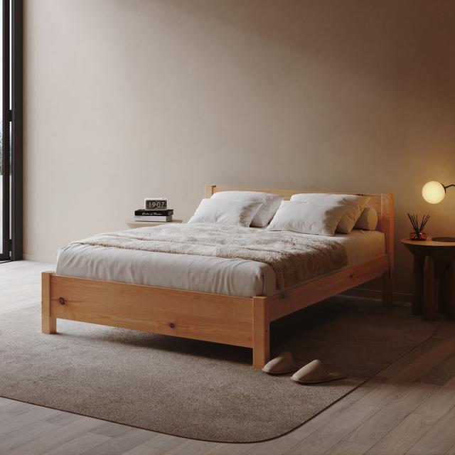 Edgilyn Bed Frame Mercury Row Colour: Light Wood, Size: Kingsize (5') on Productcaster.