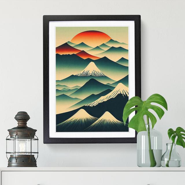 Milne Japanese Mountains Art Deco - Picture Frame Graphic Art Alpen Home Frame Option: Black, Size: 34cm H x 2cm W on Productcaster.