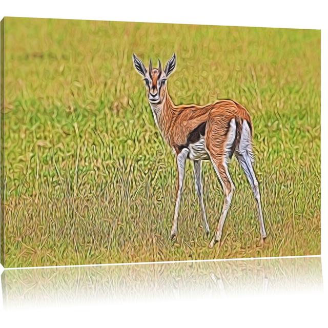 Leinwandbild Prächtige Gazelle auf Wiese in Grün East Urban Home Größe: 70 cm H x 100 cm B on Productcaster.