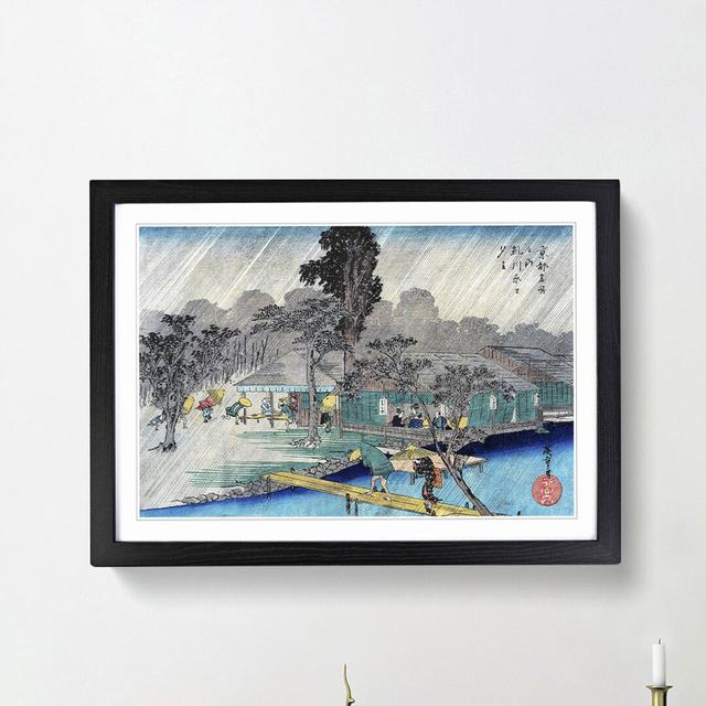 Tea-Houses on Tadasu River by Utagawa Hiroshige - Picture Frame Painting Print East Urban Home Frame Option: Black Framed, Size: 36cm H x 48cm W x 2cm on Productcaster.