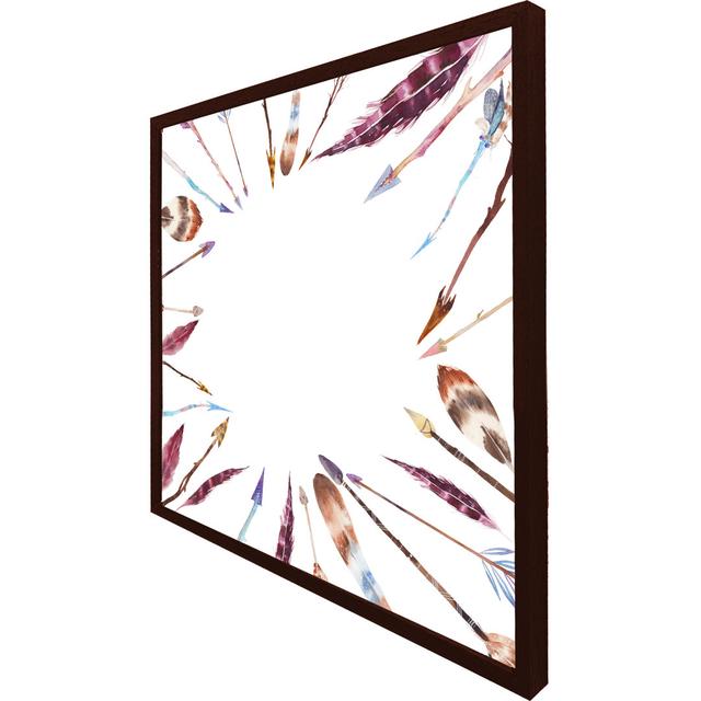 Watercolor Boho Chic With Feathers And Arrows Picture Frame Latitude Vive Size: 41cm H x 41cm W x 4cm D, Frame Colour: Brown Framed on Productcaster.