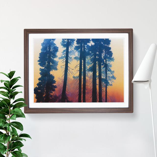 Breathtaking Pine Tree Forest - Picture Frame Painting Alpen Home Size: 46cm H x 64cm W x 2cm D, Framed Colour: Walnut Framed on Productcaster.