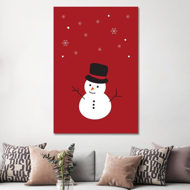 Christmas Snowman and Snowflakes by Design Harvest - Wrapped Canvas Painting The Seasonal Aisle Size: 152.4cm H x 101.6cm W x 3.81cm D on Productcaster.