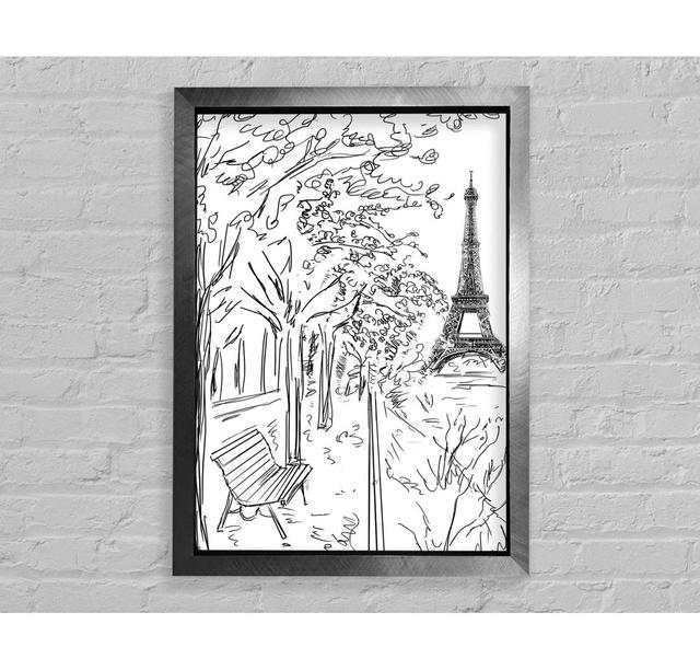 Eiffel Tower Streets 6 - Print Ophelia & Co. Size: 59.7cm H x 42cm W x 3.4cm D, Format: Silver Framed Paper on Productcaster.