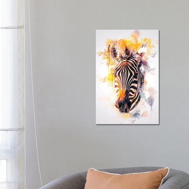 Zebra Head by Cornel Vlad - Wrapped Canvas Gallery-Wrapped Canvas Giclée World Menagerie Size: 66.04cm H x 45.72cm W on Productcaster.