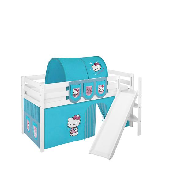 Jelle Mid Sleeper Bed with Curtain Lilokids Colour (Fabric/Accessory): Turquoise, Size: European Single (90 x 200cm) on Productcaster.