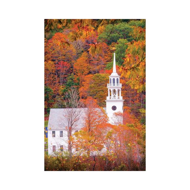 Church With Fall Foliage In Vermont New England by Susanne Kremer - Wrapped Canvas Print Brayden Studio Size: 101.60cm H x 152.40cm W x 3.81cm D on Productcaster.