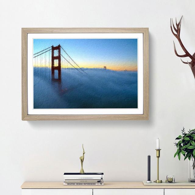 Golden Gate Bridge in the Clouds - Picture Frame Painting Print East Urban Home Frame Option: Oak Framed, Size: 36cm H x 48cm W x 2cm D on Productcaster.