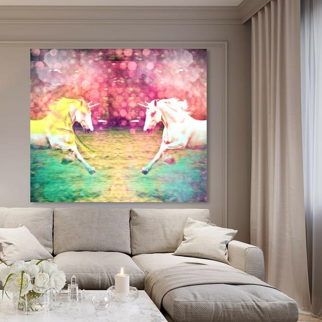 'Unicorns Dusk' Graphic Art on Wrapped Canvas East Urban Home Size: 50.8 cm H x 61 cm W on Productcaster.