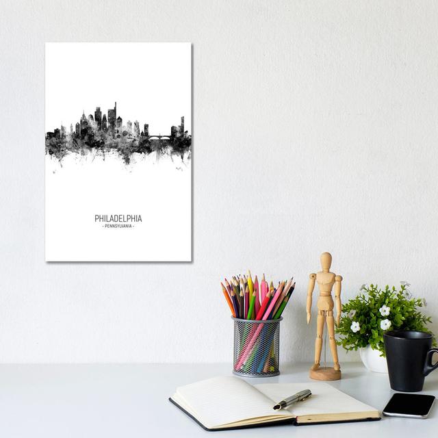 Philadelphia Skyline Portrait Black and White by Michael Tompsett - Wrapped Canvas Graphic Art Latitude Run Size: 45.72cm H x 30.48cm W x 1.905cm D on Productcaster.