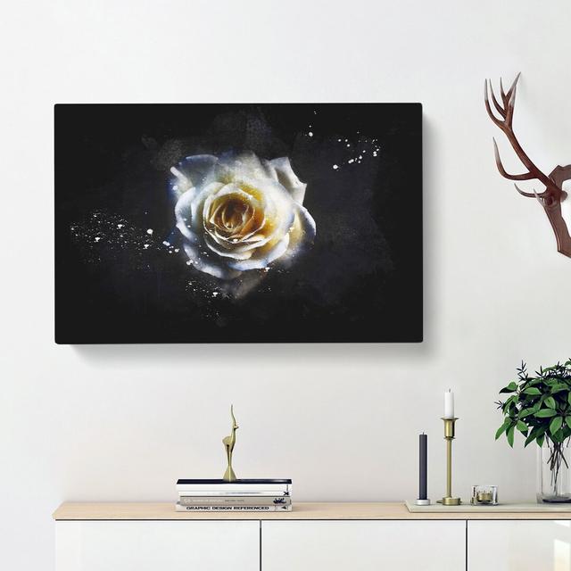 A Crisp White Rose - Wrapped Canvas Painting Print East Urban Home Size: 50cm H x 76cm W x 3cm D on Productcaster.