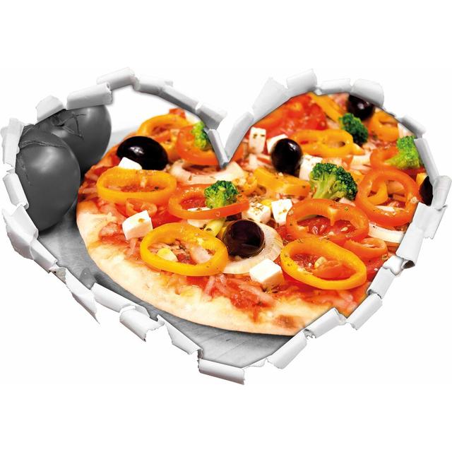 Wandtattoo Leckere Pizza mit Oliven und Hirtenkäse East Urban Home Größe: 43,5 cm H x 62 cm B x 0,01 cm T on Productcaster.