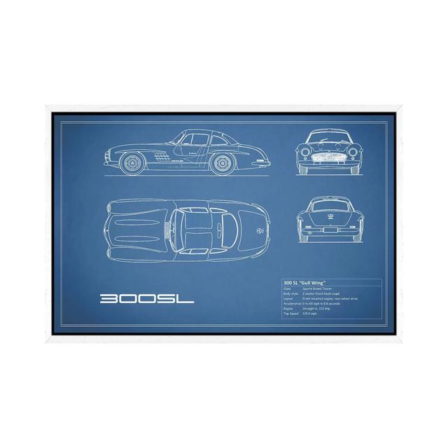 Mercedes-Benz 300 SL Gullwing Coupe (Blue) by Mark Rogan - Gallery-Wrapped Canvas Giclée on Canvas Trent Austin Design Size: 101.6cm H x 152.4cm W x 3 on Productcaster.