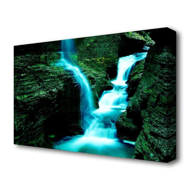 'The Rock Formation Waterfall' - Canvas Photographic Print East Urban Home Size: 66 cm H x 101.6 cm W on Productcaster.