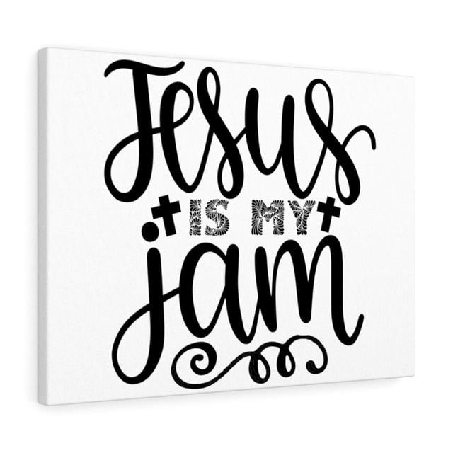 Jesus Is My Jam - Wrapped Canvas Typography Blue Elephant Size: 28cm H x 36cm W on Productcaster.