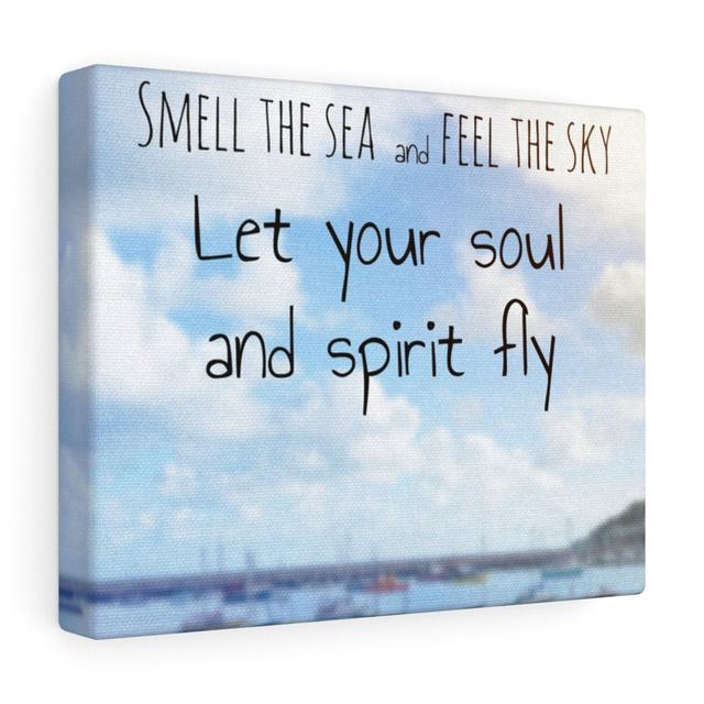 Smell The Sea And Feel The Sky - Wrapped Canvas Print Blue Elephant on Productcaster.