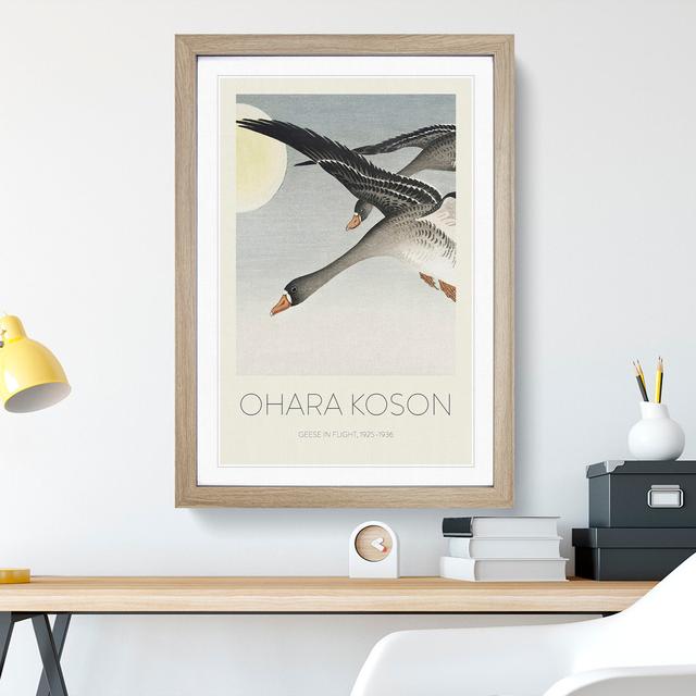 Geese In Flight by Ohara Koson - Single Picture Frame Print East Urban Home Size: 48cm H x 36cm W x 2cm D, Frame Option: Oak Framed on Productcaster.