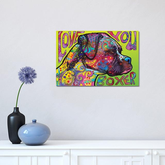 Love You Boxer by Dean Russo - Wrapped Canvas Art Print ClassicLiving Size: 30.48cm H x 45.72cm W x 1.9cm D on Productcaster.