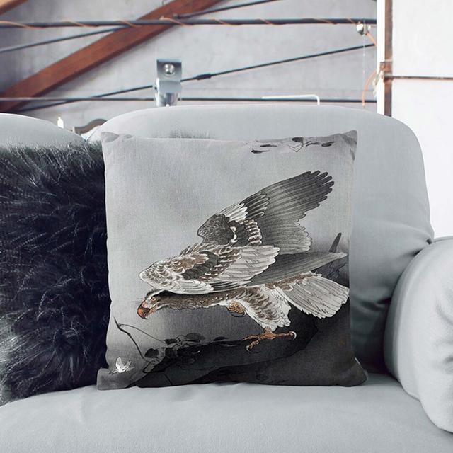 Eagle Hunting by Ohara Koson Cushion with Filling East Urban Home Size: 40cm H x 40cm W x 15cm D, Backing Colour: White on Productcaster.