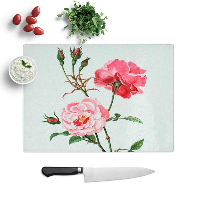 Glass Ever-Blowing Pink Roses by Pierre-Joseph Redoute Chopping Board East Urban Home Size: 39 cm W x 28.5 cm L on Productcaster.