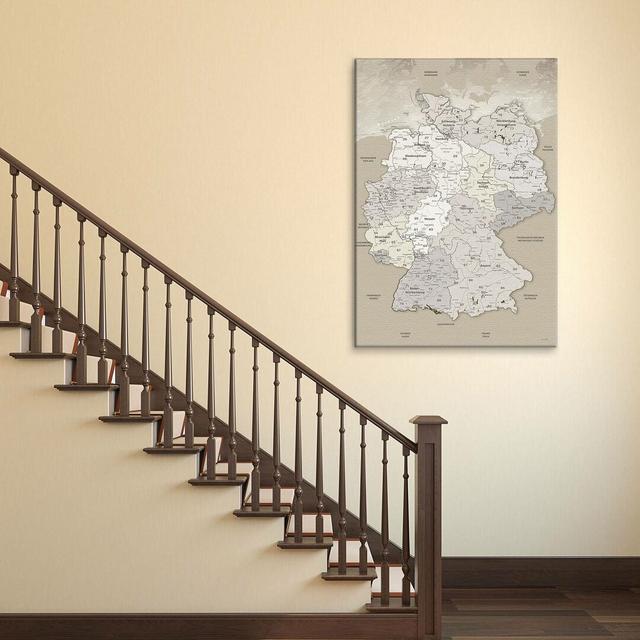 Map of Germany Graphic Art Print on Canvas in Beige East Urban Home Size: 120cm L x 80cm W x 4cm D, Finish: Luxus, Cork back panels: Yes on Productcaster.