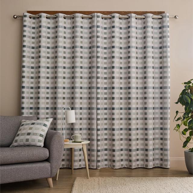 Wilson Check Blackout Thermal Eyelet Curtains Catherine Lansfield Curtain Colour: Green, Panel Size: 90cm Width x 228.6cm Drop on Productcaster.