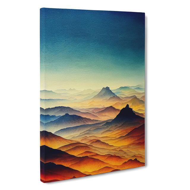 Mountain Landscape Watercolour No.1 - Wrapped Canvas Painting Alpen Home Size: 76cm H x 50cm W x 3cm D on Productcaster.