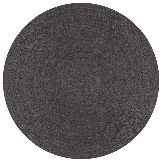 Hand Braided Dark Grey Rug Symple Stuff Rug Size: Round 150cm on Productcaster.