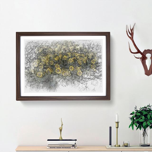 Field of Yellow Sunflowers - Picture Frame Graphic Art Print East Urban Home Size: 40cm H x 60cm W x 2cm D, Frame Option: Walnut on Productcaster.