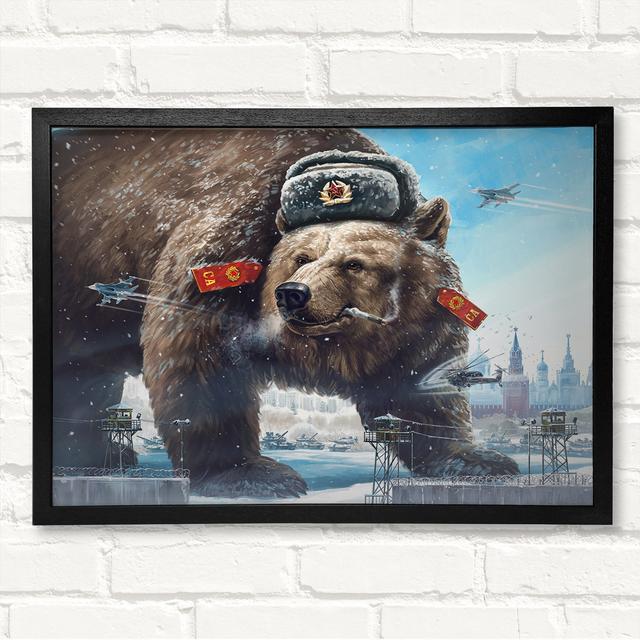 Russian Brown Bear - Closed Corner Frame Art Prints on Wood Latitude Run Size: 59.7cm H x 84.1cm W on Productcaster.