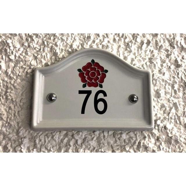 17cm Walsham Flush Mount House Number Dakota Fields Number: 76, Colour: White on Productcaster.