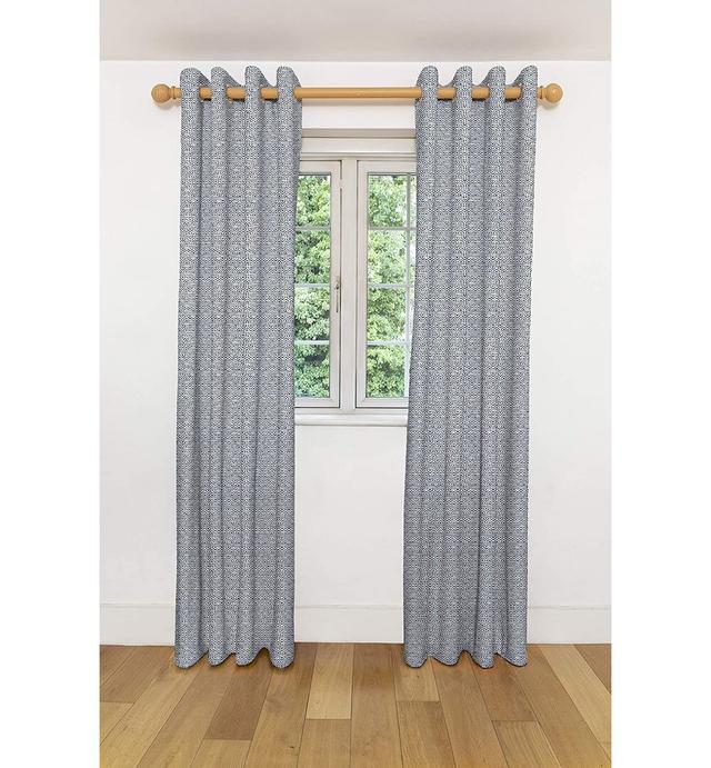 Ebern Designs Costa Rica Curtains 2 Panels | Made To Measure - Black & White Geometric Design Made To Order Curtains & Drapes | Cotton Eyelet Blackout on Productcaster.