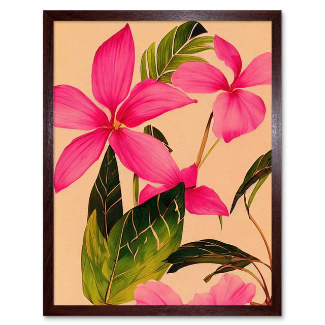 Exotic Plumeria Flower Plant Blooms Watercolour - Single Picture Frame Print Wee Blue Coo Size: 25.9cm H x 20.6cm W x 1.5cm D, Format: Brown Framed Un on Productcaster.